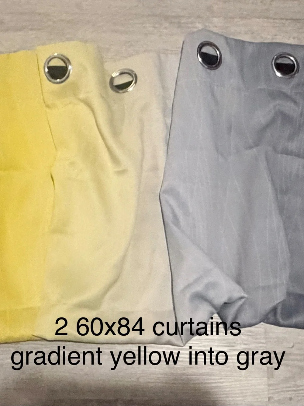 2 Gradient Yellow to Gray Grommet Curtain Panel